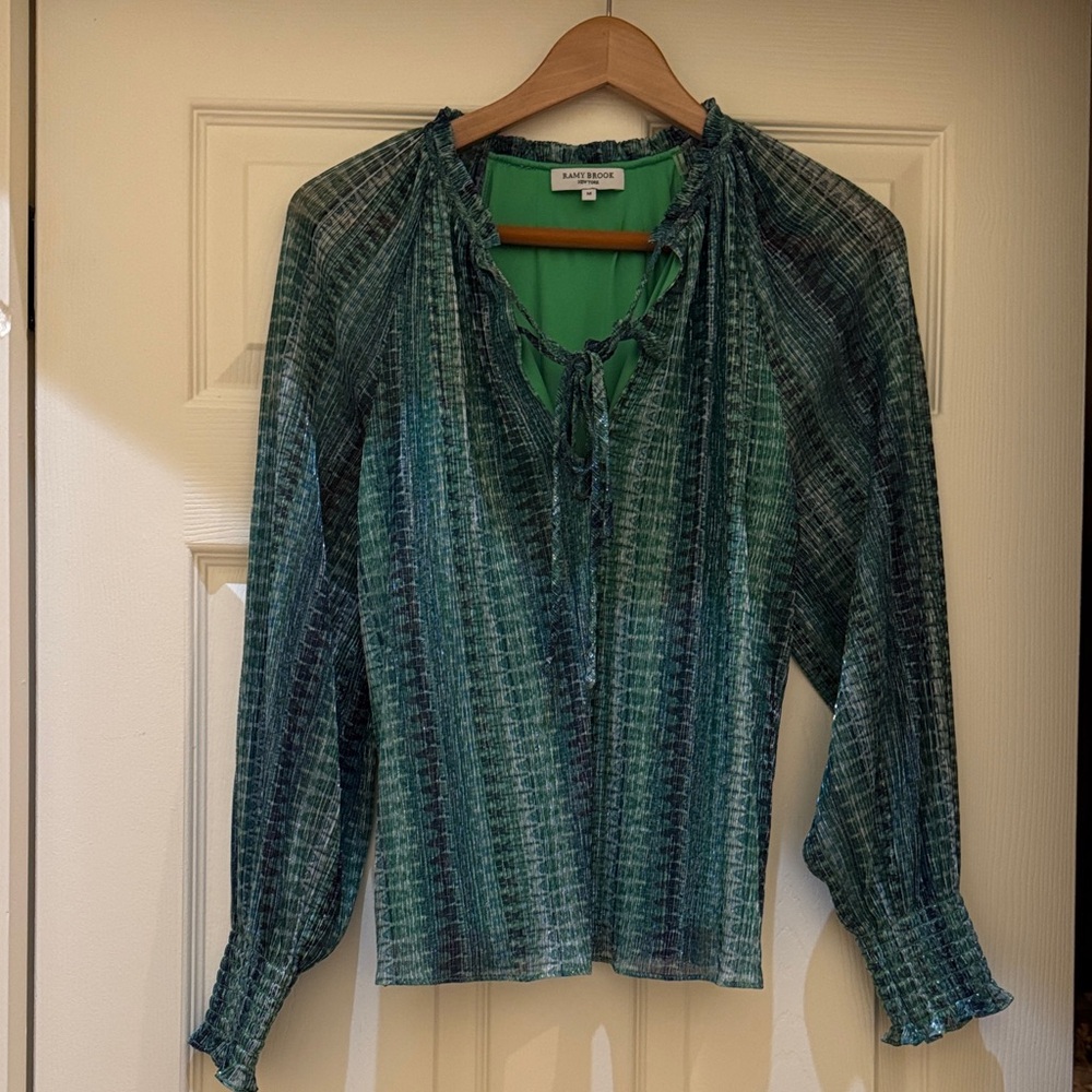 Ramy Brook Teal and Navy Women's Blouse